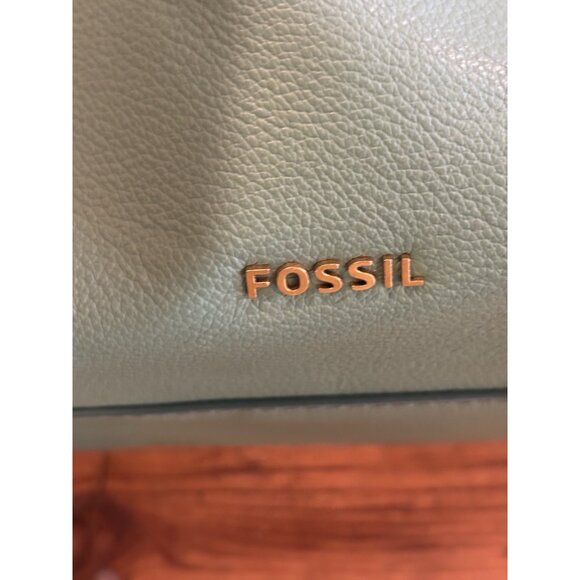 Fossil MIMI Shopper Tote Green Pebbled Leather Shoulder Bag Side Pockets Travel - Picture 8 of 9